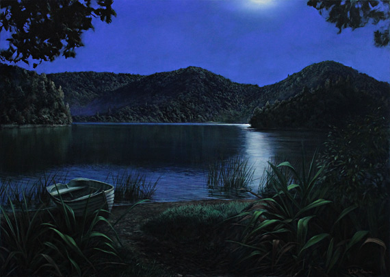 robert campion nz landscape artist, Lake Okareka oil painting